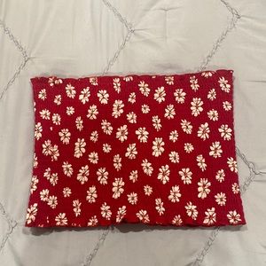 Red tube top with white flowers